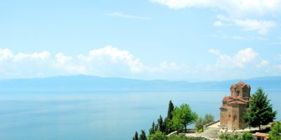 ohrid lake between macedonie and albania