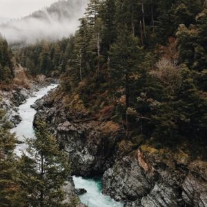 A river flowing in a creek