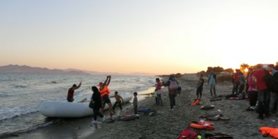 Picture of migrants arriving in Greece