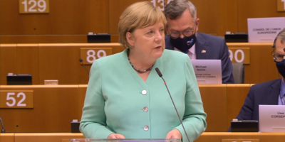 Angela Merkel present the priorities of the German Presidency of the European Council to the plenary of the European Parliament